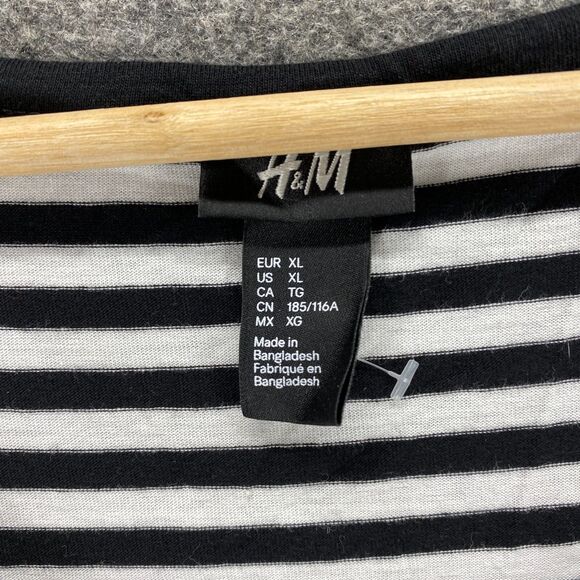 H&M Tank Women XL White Striped Sleeveless Round Neck Cotton Wide Strap Casual - Picture 5 of 9